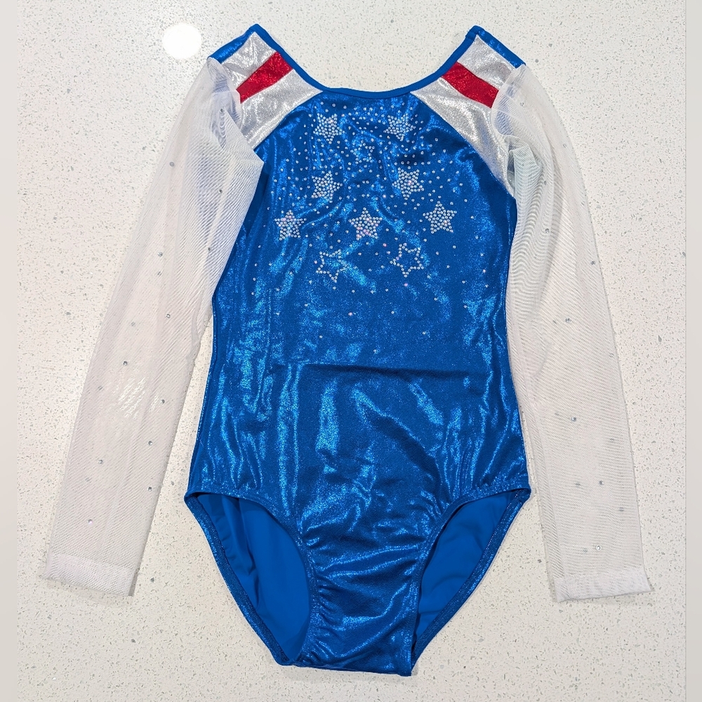 PATRIOTIC Arisbeth Medium Gymnastics Dance Leotard COMPETITION OLYMPIC Replica
